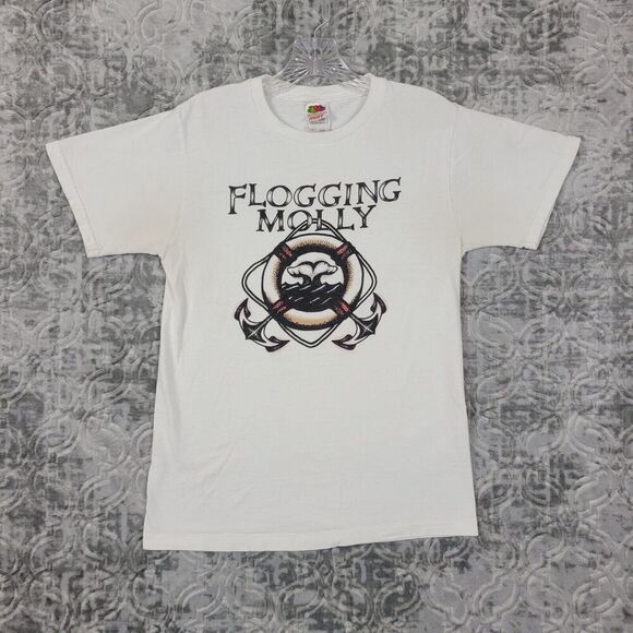 Flogging Molly Shirt Womens Small White Band Concert Tour Punk Irish Y2K - Picture 1 of 11